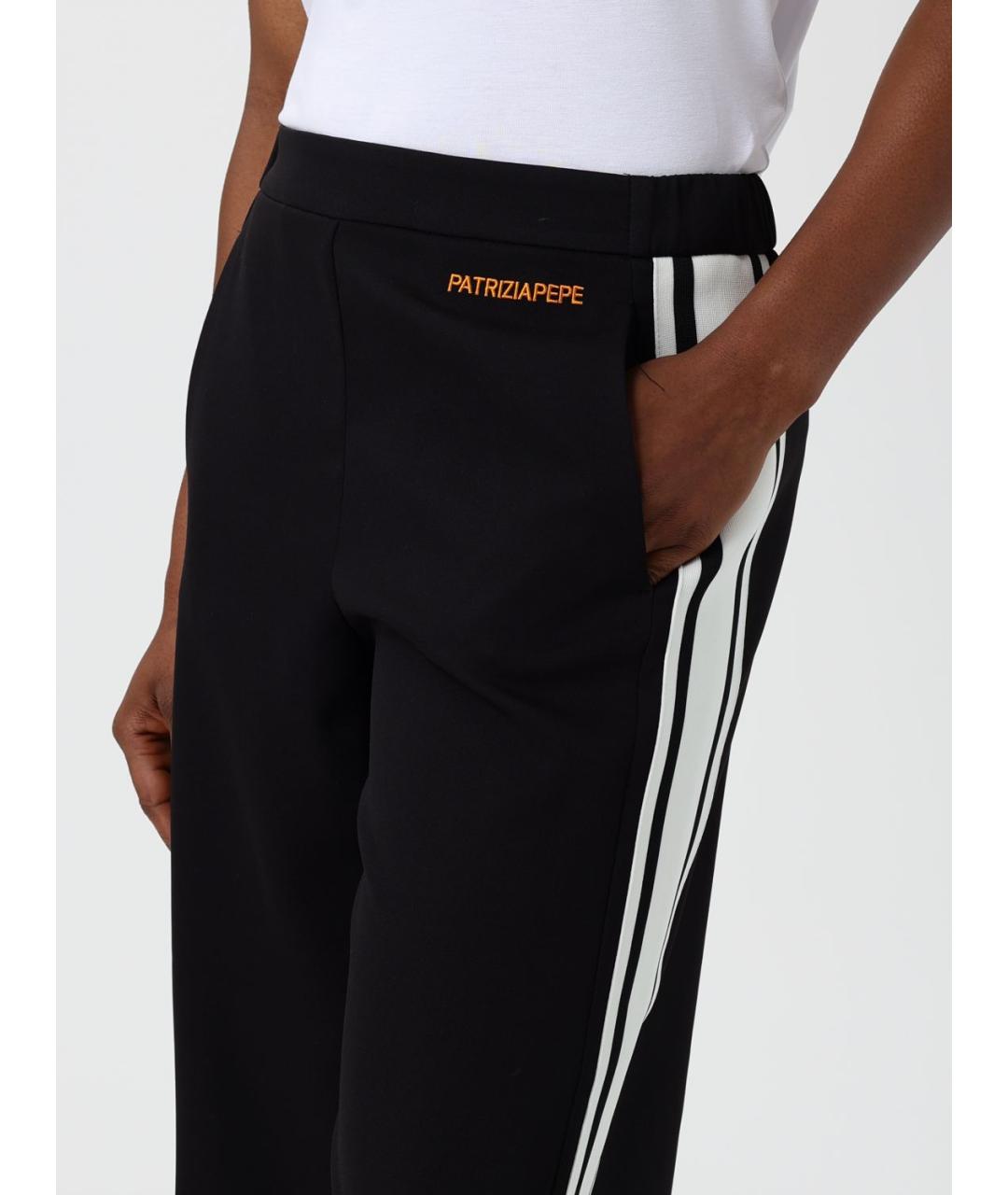 PATRIZIA PEPE Черные хлопковые прямые брюки, фото 3