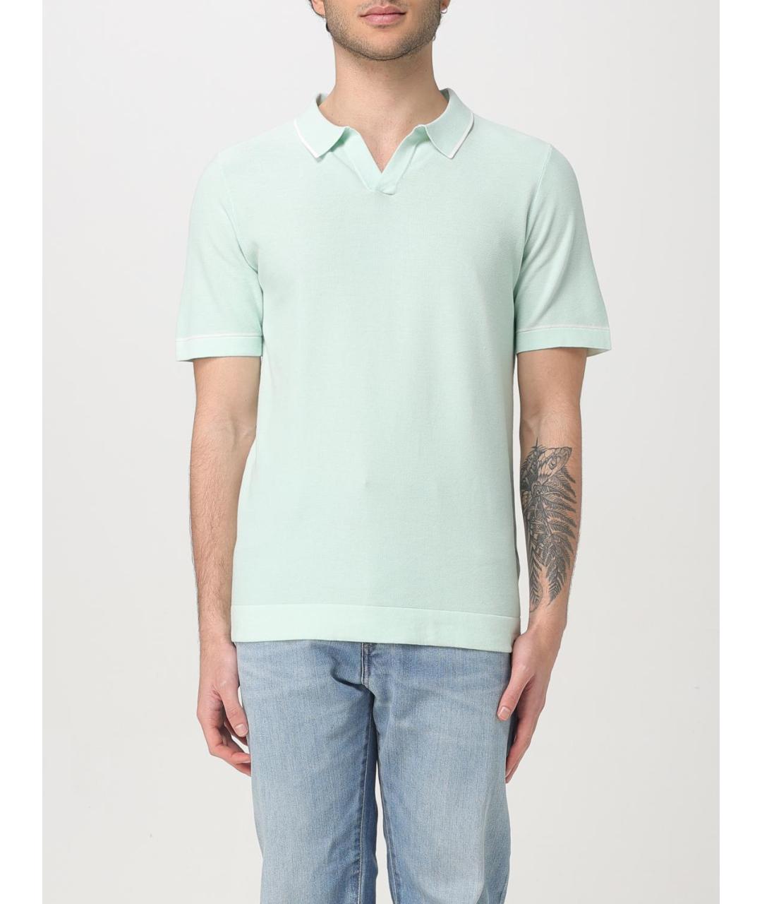 PEUTEREY Зеленые хлопковое поло с коротким рукавом, фото 4