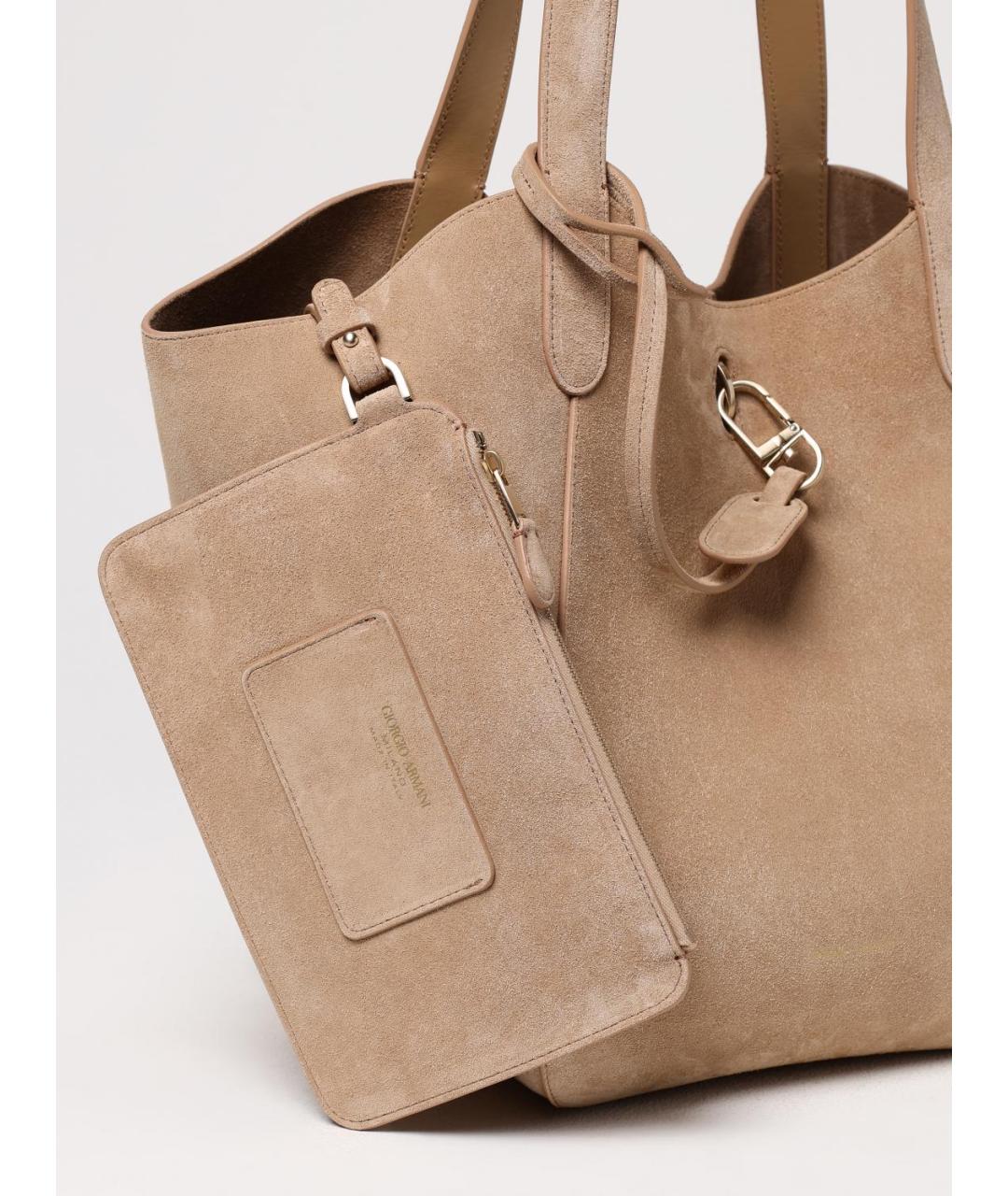 GIORGIO ARMANI Бежевая замшевая сумка тоут, фото 4