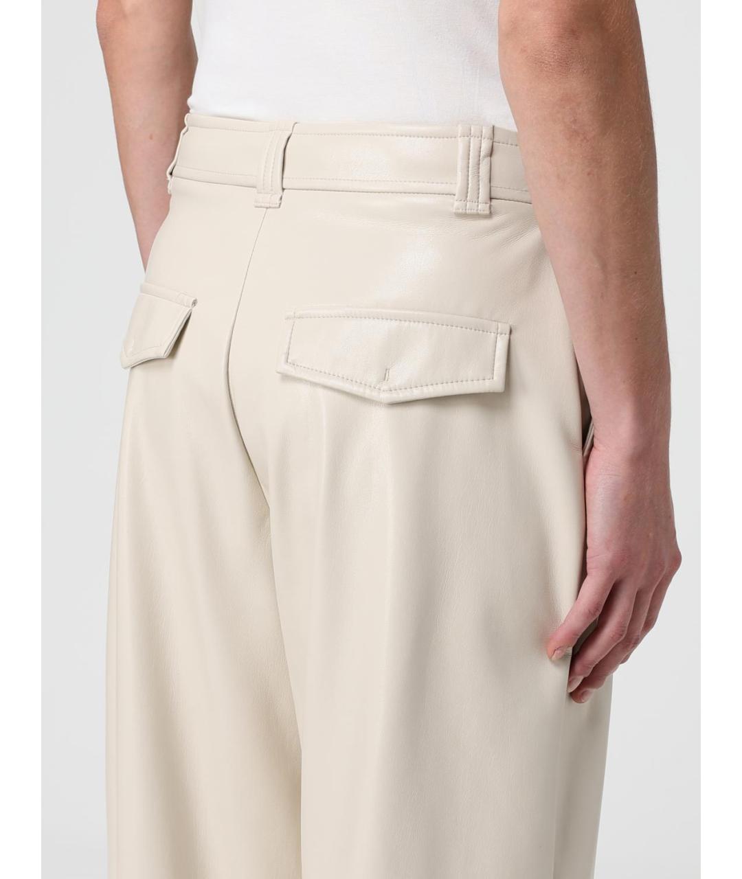 PINKO Бежевые полиэстеровые прямые брюки, фото 3