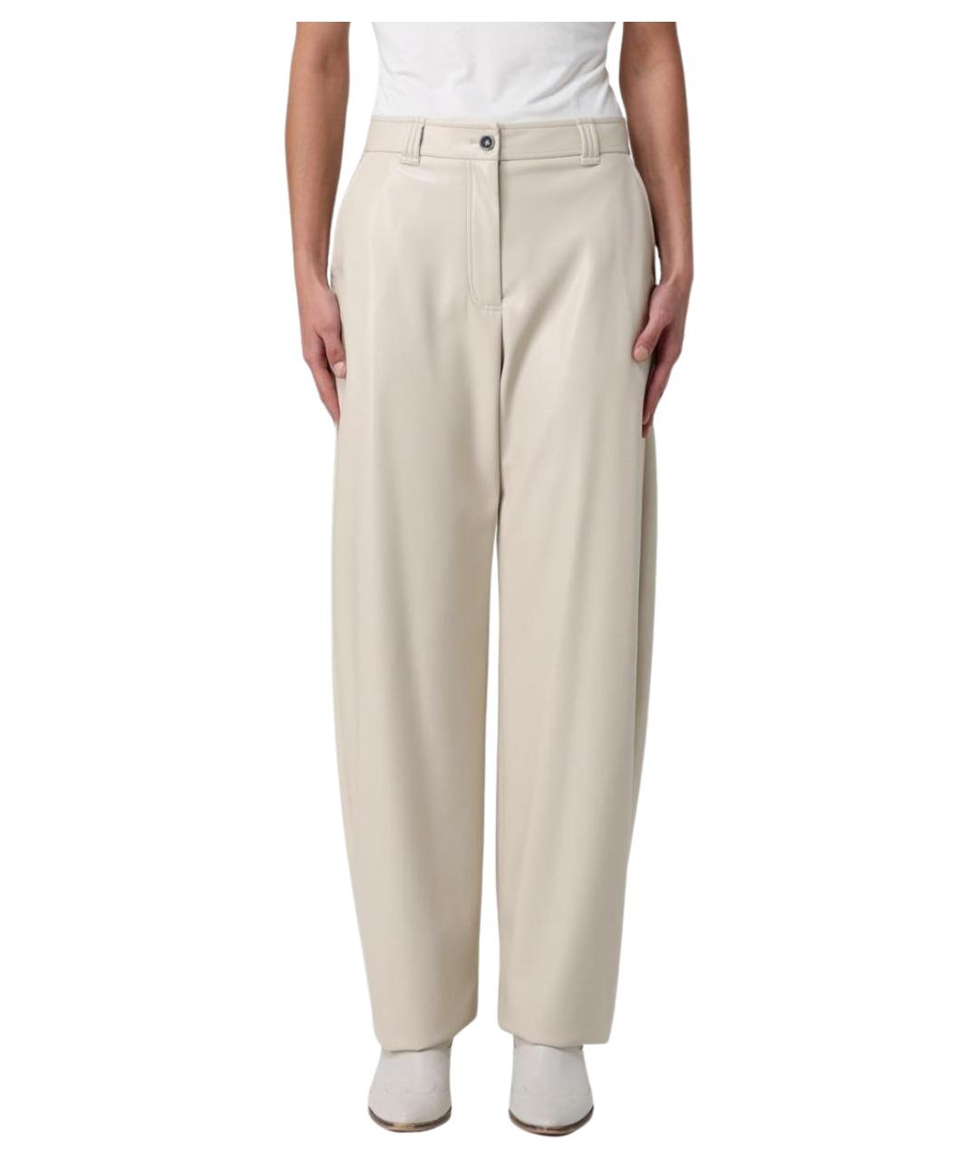 PINKO Бежевые полиэстеровые прямые брюки, фото 1