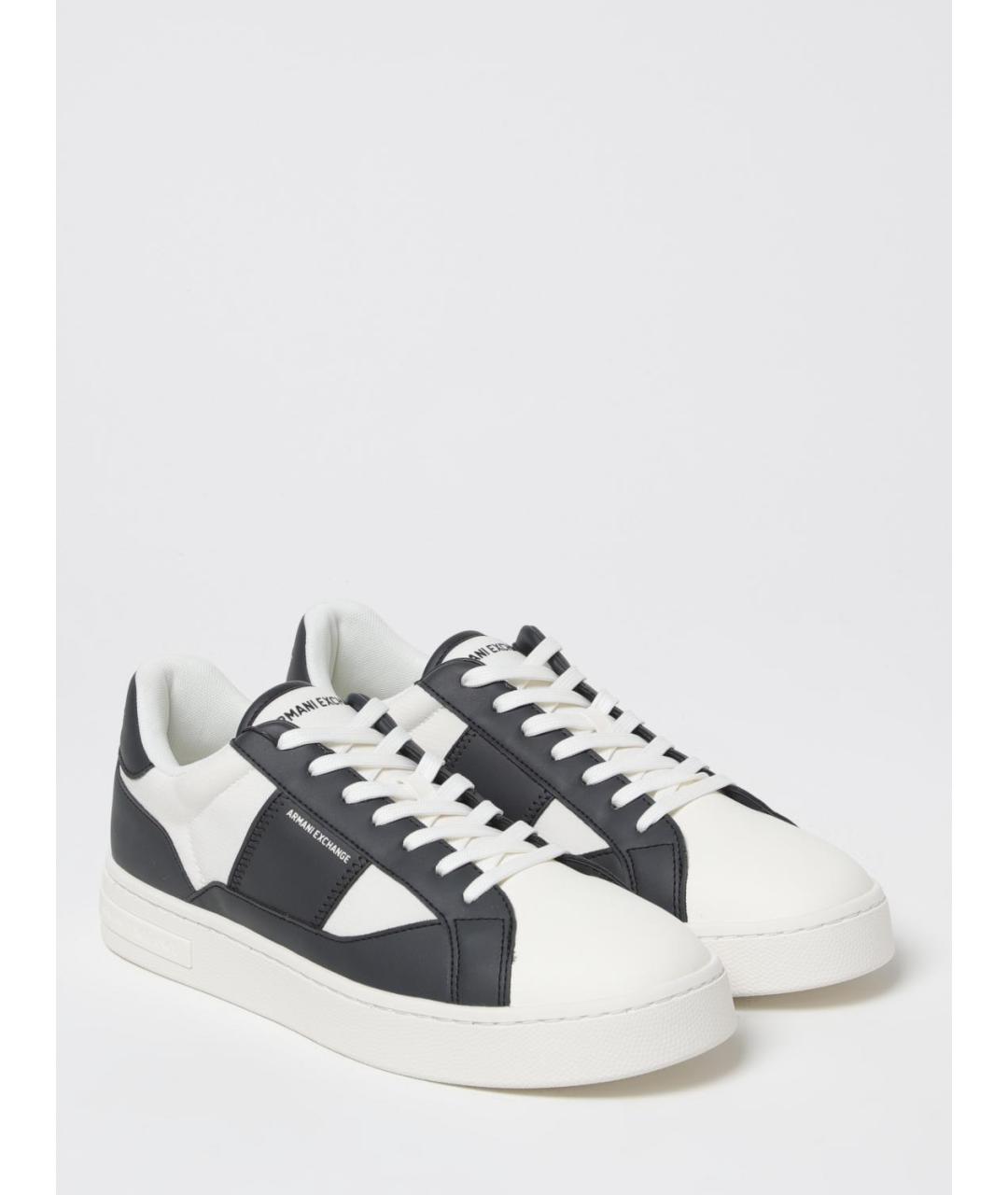 ARMANI EXCHANGE Белые синтетические низкие кроссовки / кеды, фото 2