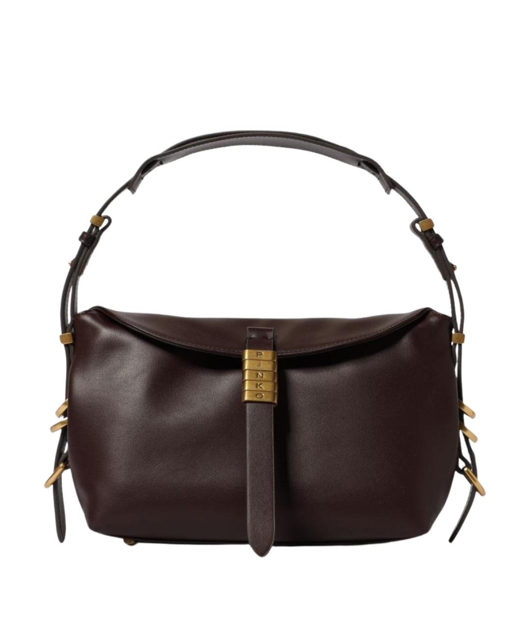 PINKO Коричневая кожаная сумка через плечо, фото 1