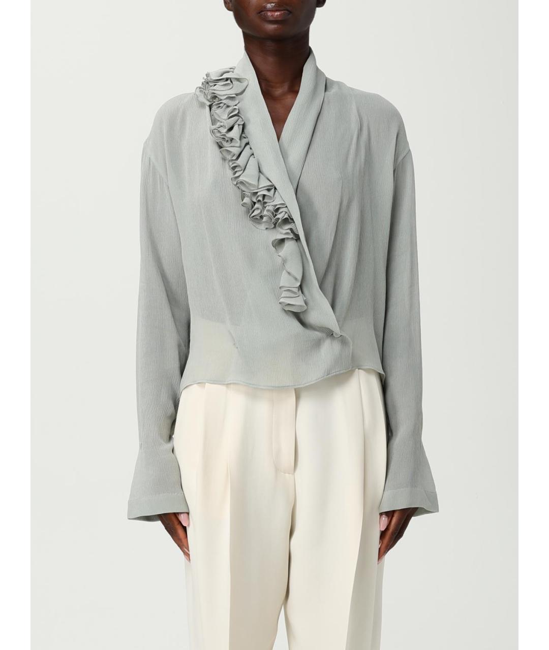 ALBERTA FERRETTI Голубая вискозная блузы, фото 6