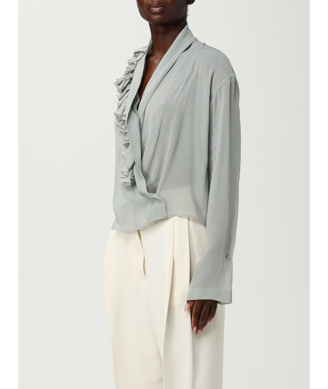 ALBERTA FERRETTI Голубая вискозная блузы, фото 4