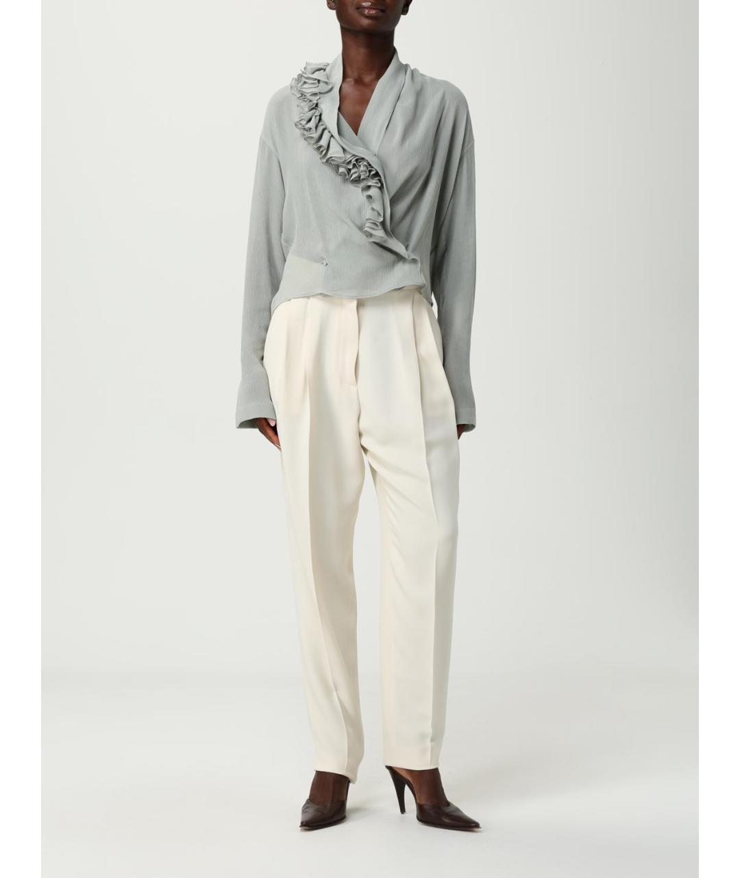 ALBERTA FERRETTI Голубая вискозная блузы, фото 2