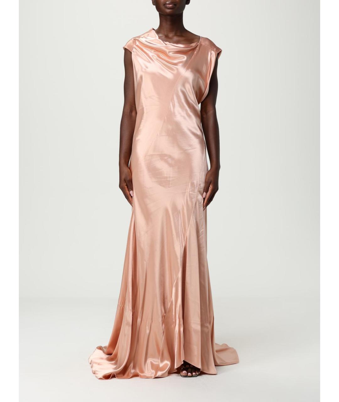 ALBERTA FERRETTI Розовое вискозное вечернее платье, фото 5