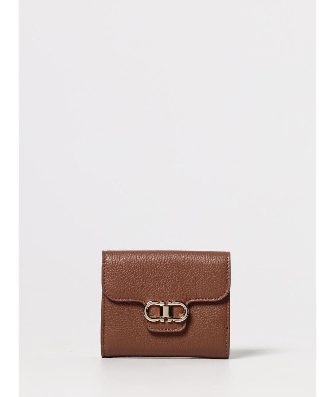 FERRAGAMO Коричневый кожаный кошелек, фото 5