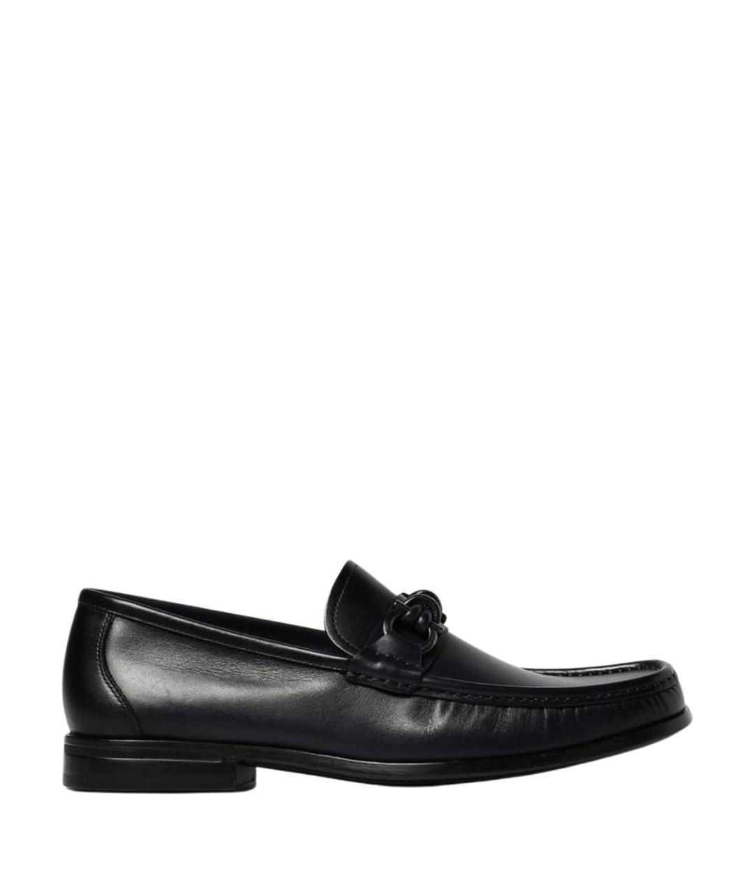 FERRAGAMO Темно-синие кожаные лоферы, фото 1