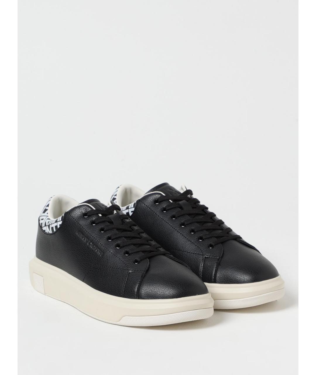 ARMANI EXCHANGE Черные синтетические низкие кроссовки / кеды, фото 2