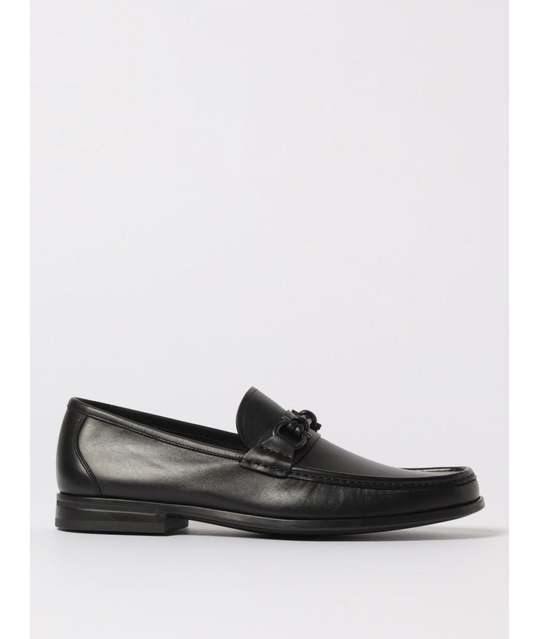 FERRAGAMO Черные кожаные лоферы, фото 5