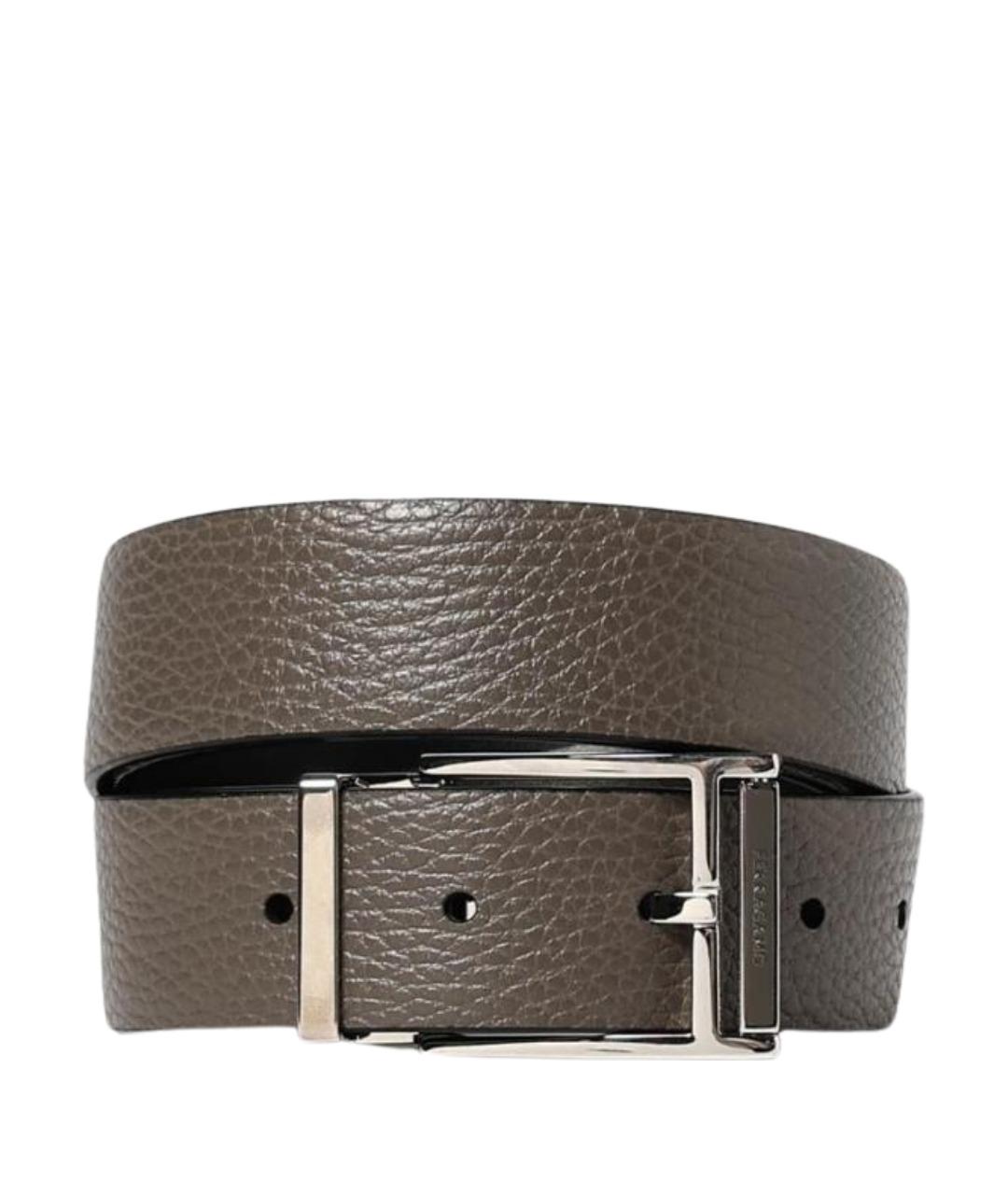 FERRAGAMO Серый кожаный ремень, фото 1