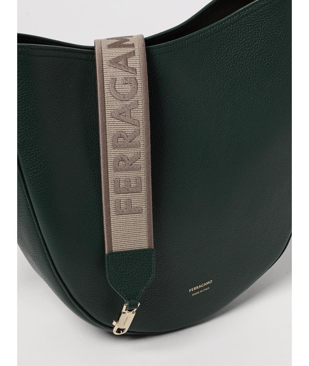 FERRAGAMO Зеленая кожаная сумка через плечо, фото 4