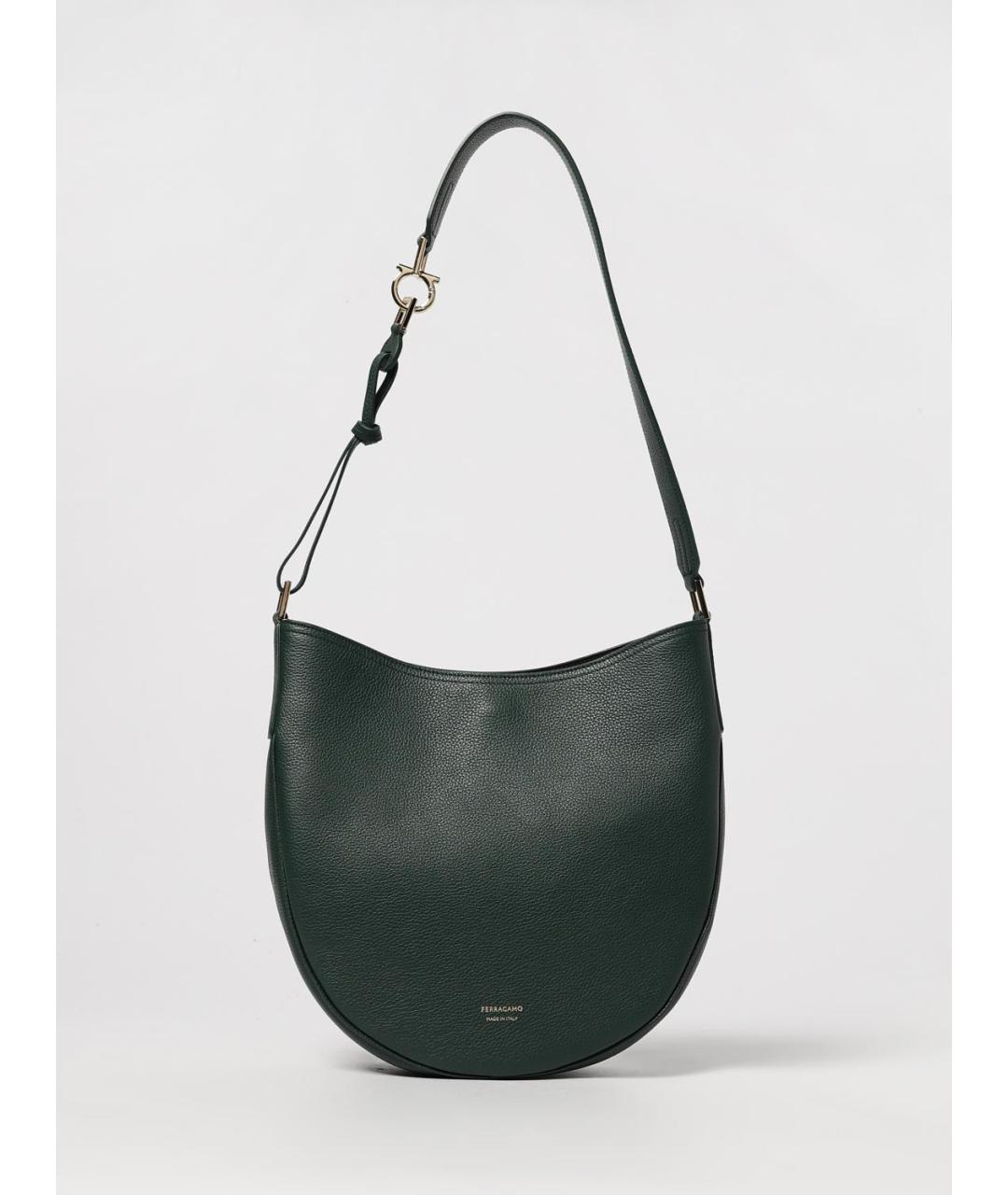 FERRAGAMO Зеленая кожаная сумка через плечо, фото 6