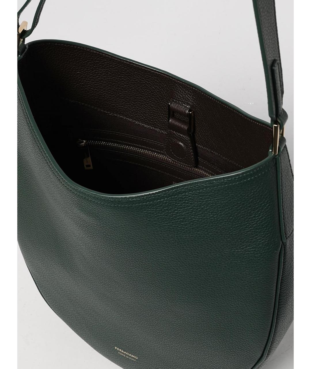 FERRAGAMO Зеленая кожаная сумка через плечо, фото 5