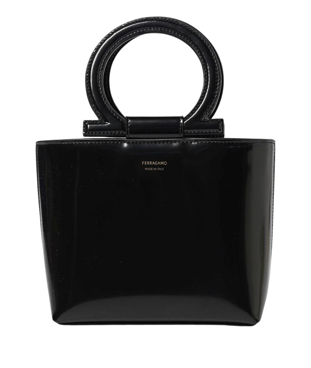 FERRAGAMO Черная кожаная сумка через плечо, фото 1