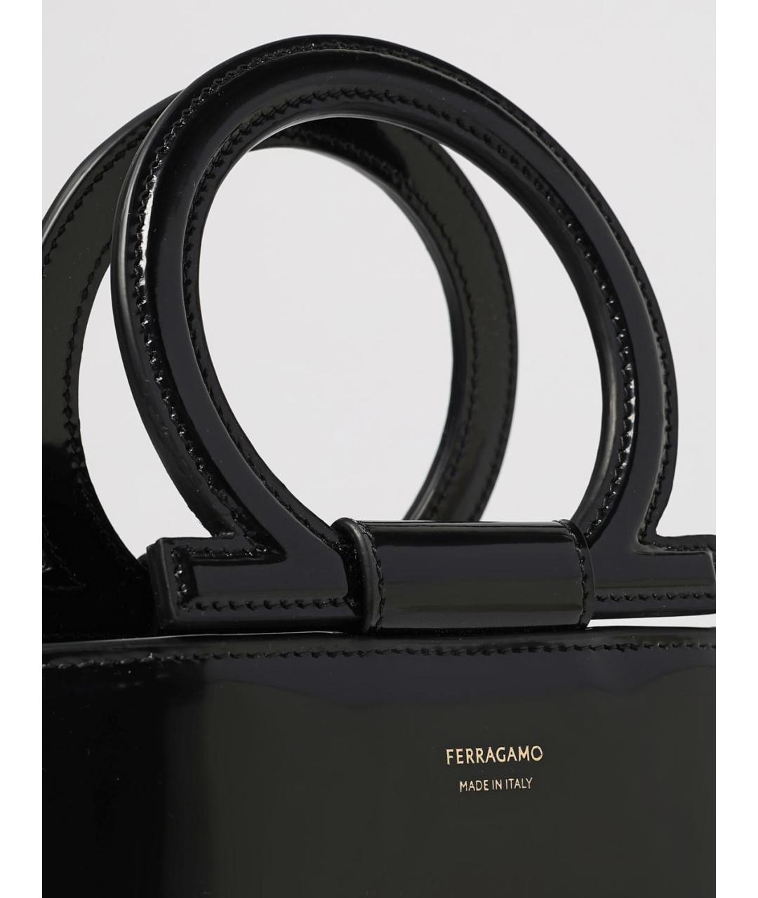 FERRAGAMO Черная кожаная сумка через плечо, фото 4