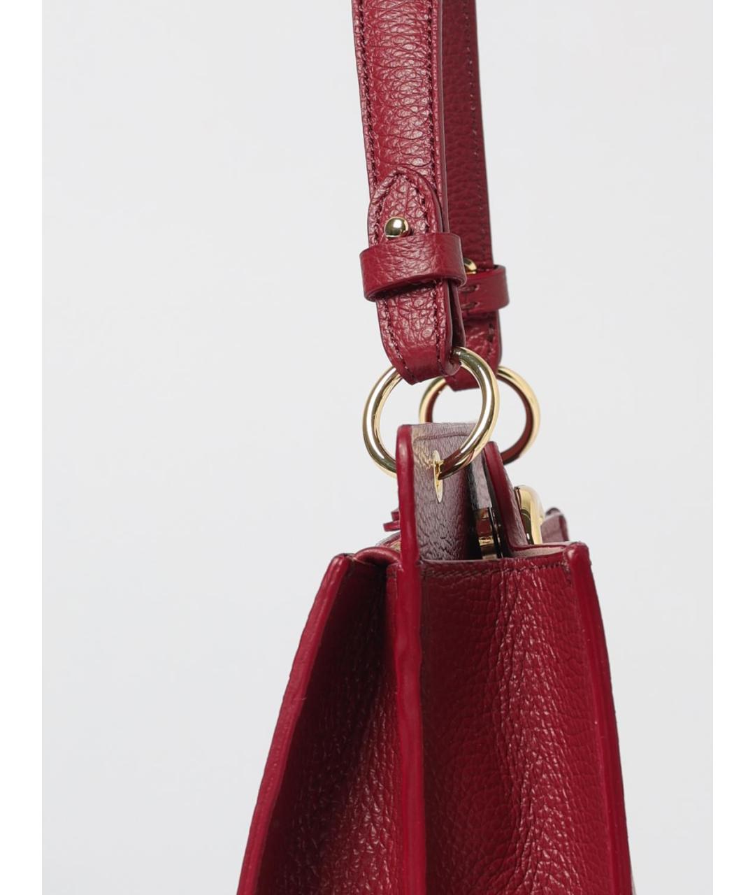 COCCINELLE Бордовая кожаная сумка тоут, фото 3
