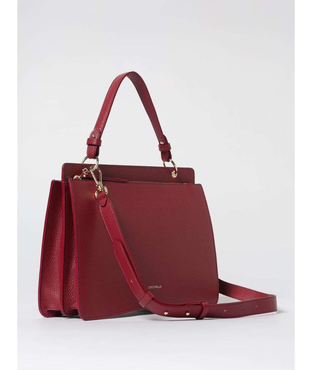 COCCINELLE Бордовая кожаная сумка тоут, фото 2