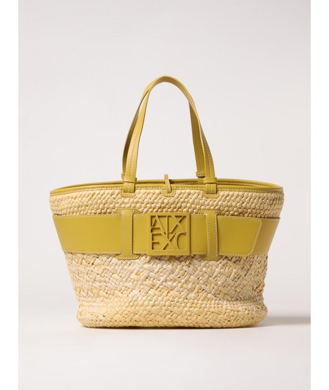 ARMANI EXCHANGE Желтая сумка тоут из искусственной кожи, фото 4