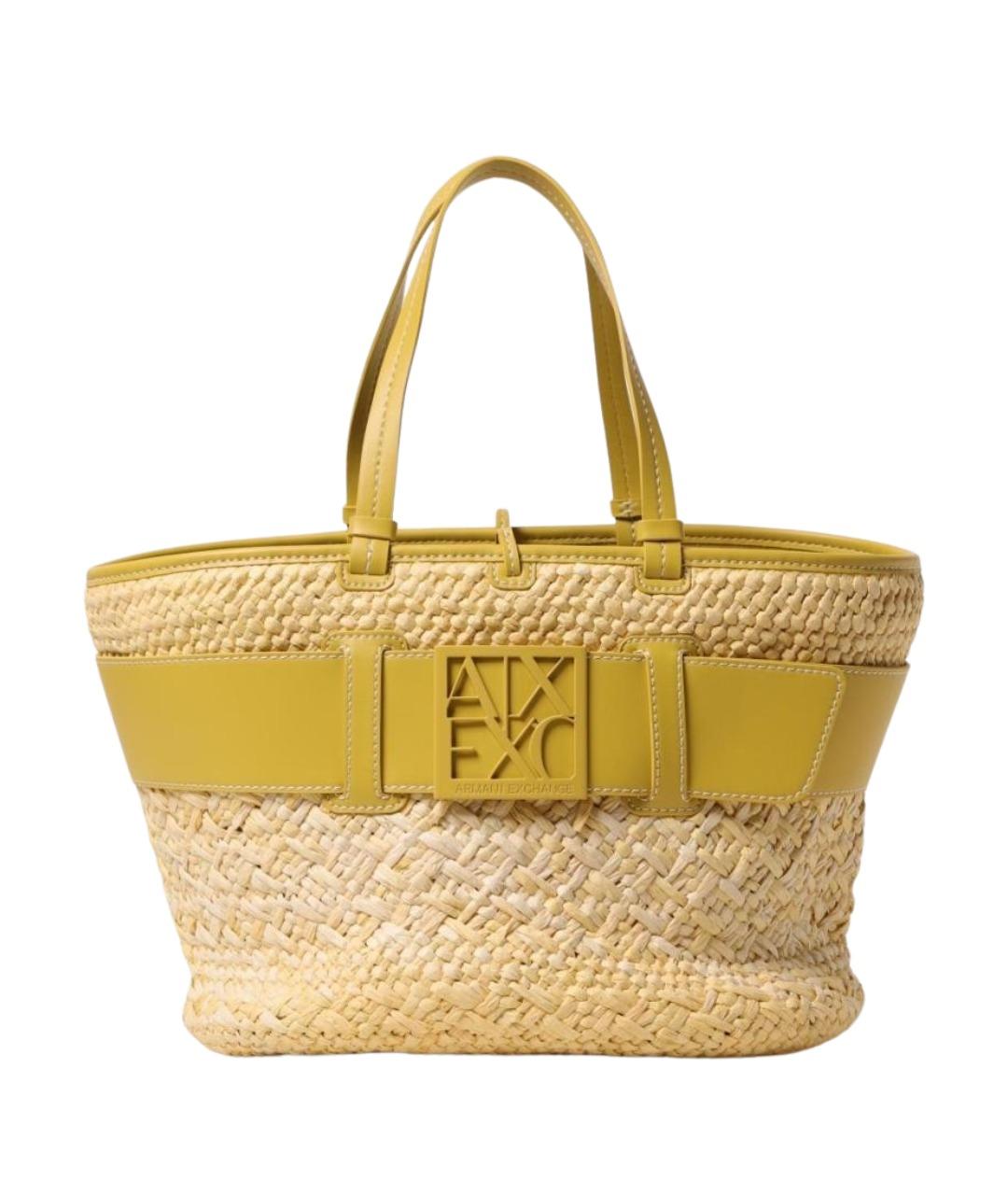 ARMANI EXCHANGE Желтая сумка тоут из искусственной кожи, фото 1