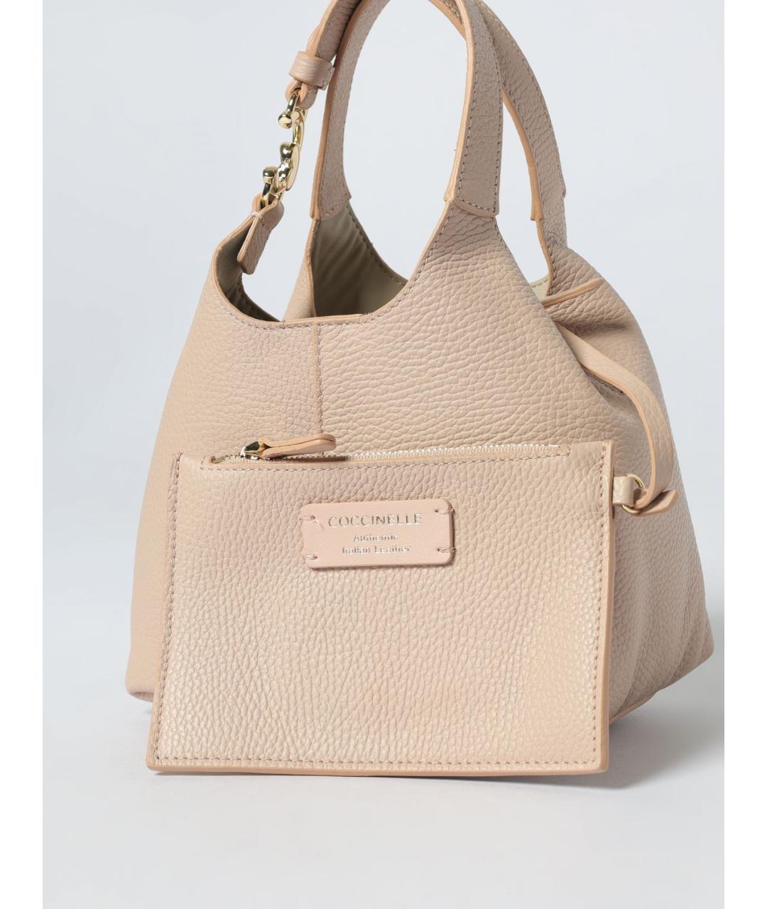 COCCINELLE Бежевая кожаная сумка тоут, фото 3