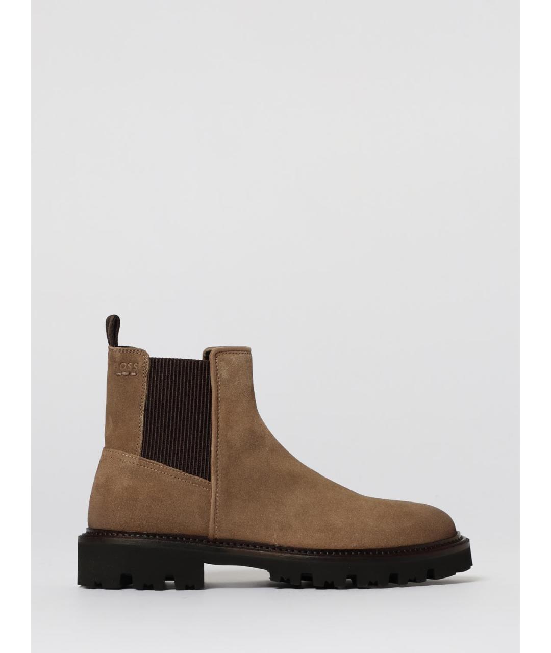 HUGO BOSS Бежевые замшевые высокие ботинки, фото 4