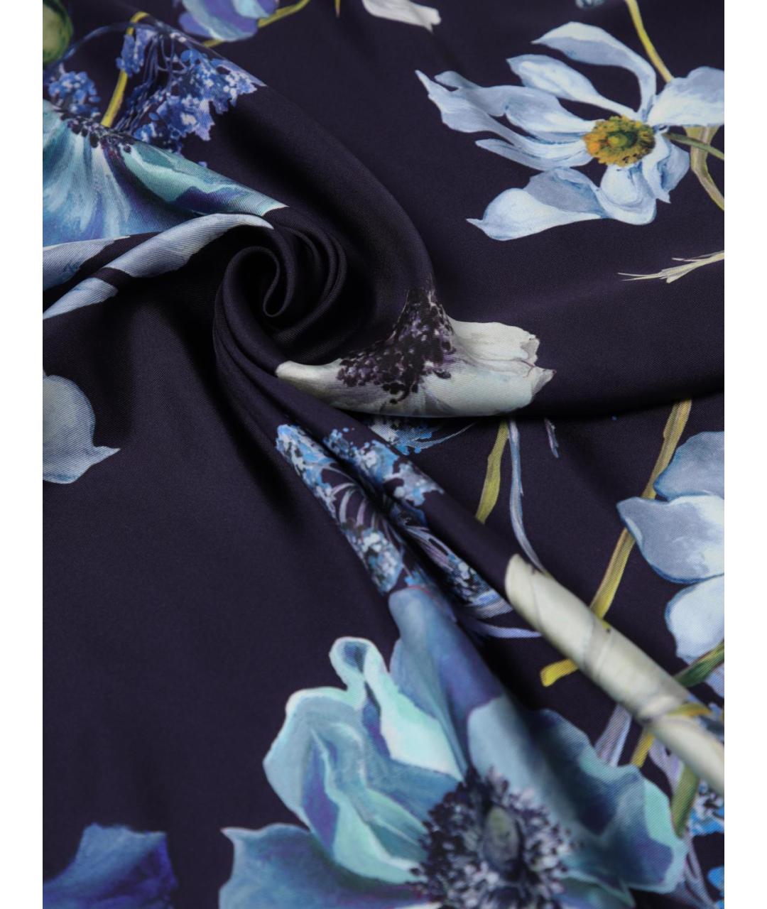 FERRAGAMO Синий шелковый шарф, фото 3