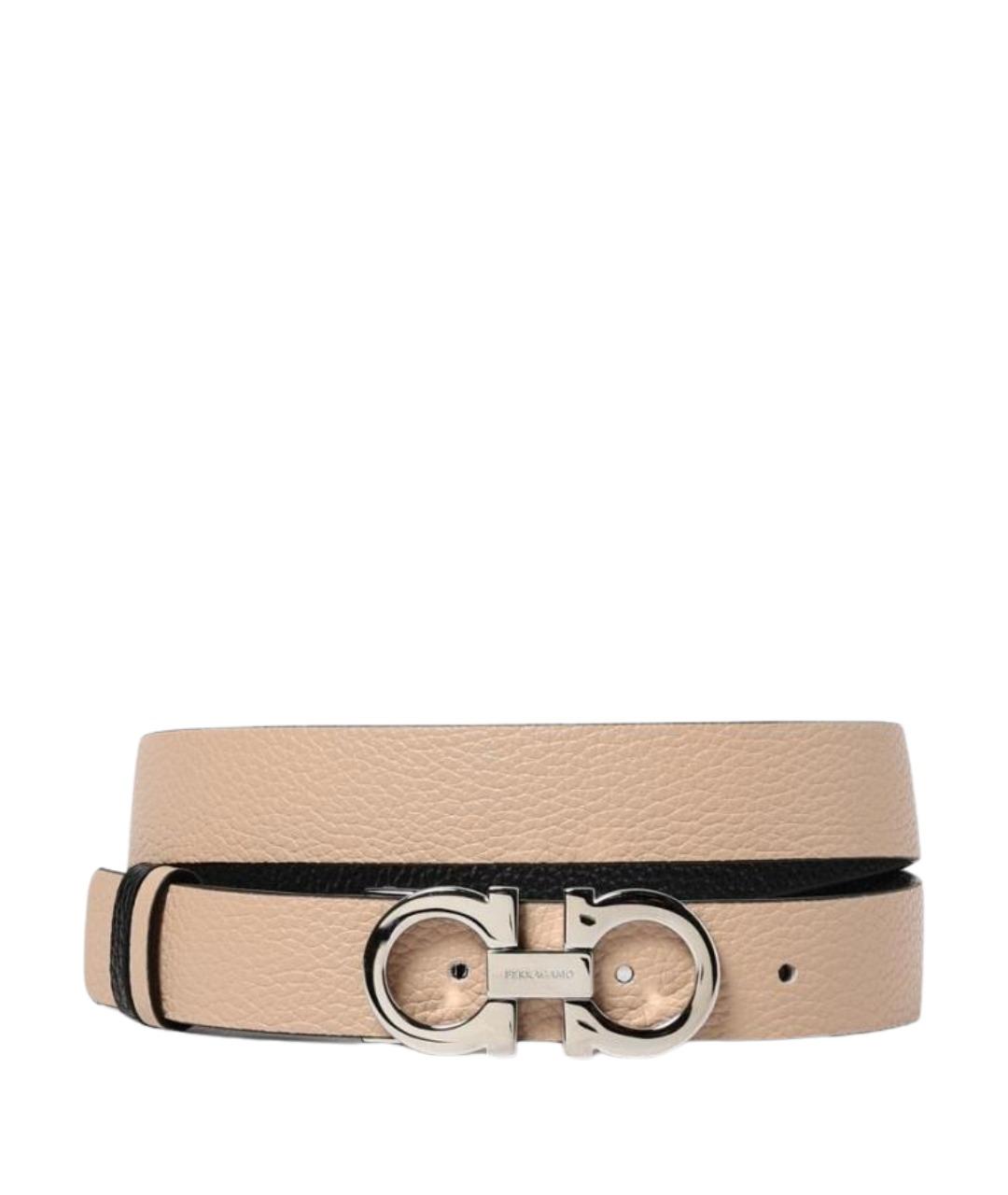 FERRAGAMO Бежевый кожаный ремень, фото 1