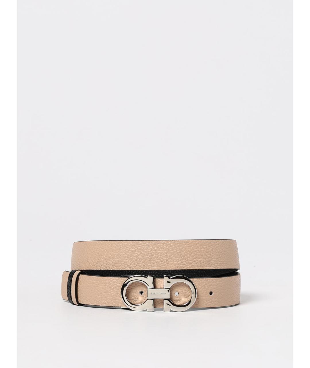 FERRAGAMO Бежевый кожаный ремень, фото 4