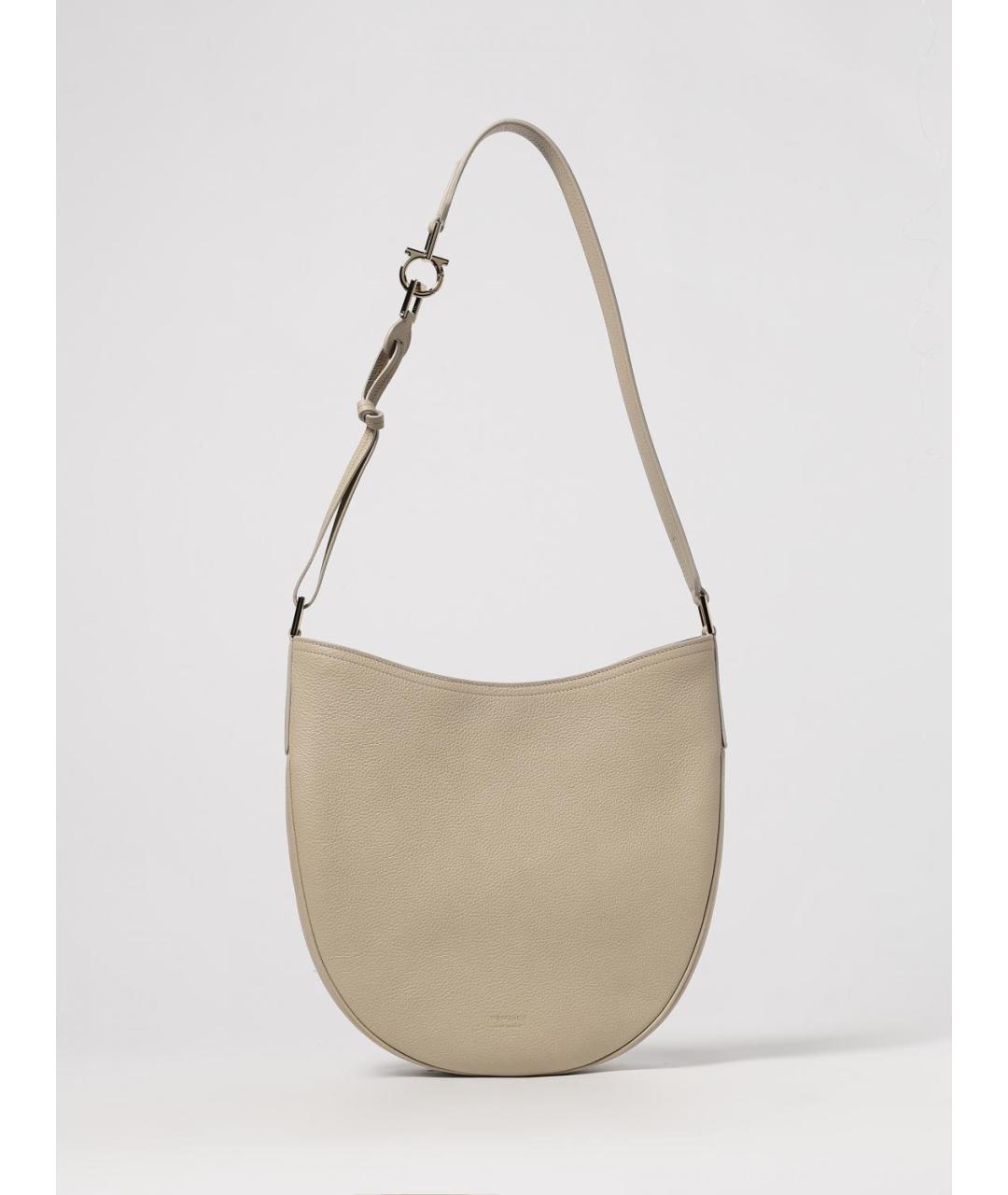 FERRAGAMO Бежевая кожаная сумка через плечо, фото 6