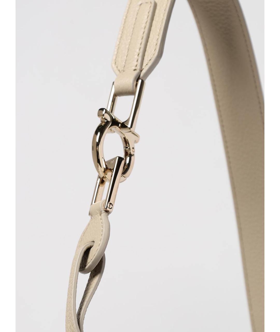 FERRAGAMO Бежевая кожаная сумка через плечо, фото 4