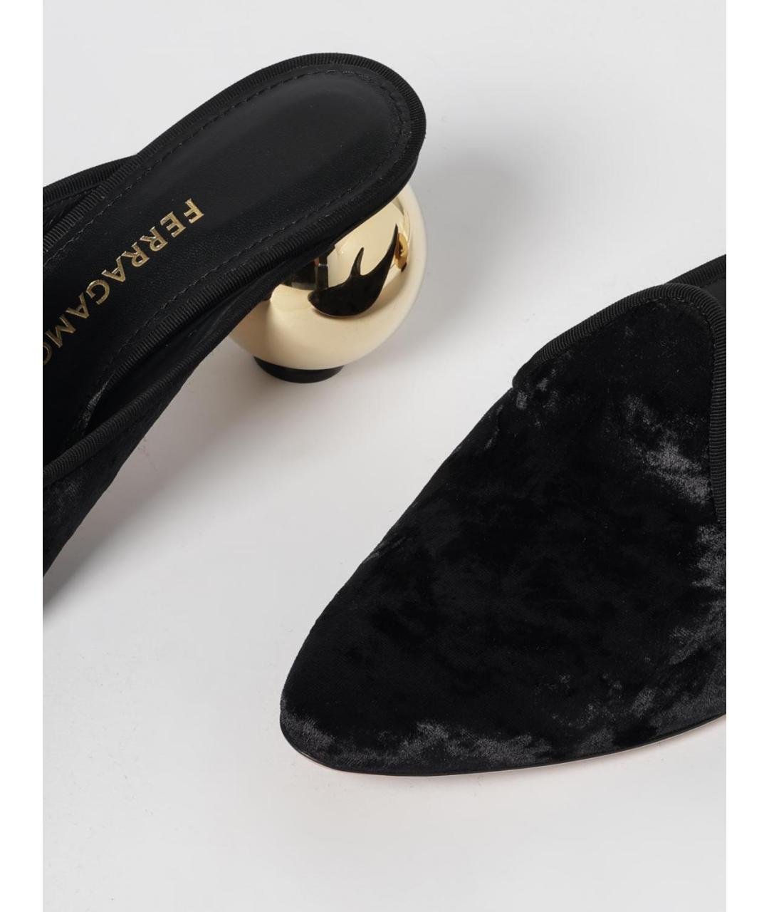 FERRAGAMO Черные лодочки на низком каблуке, фото 4