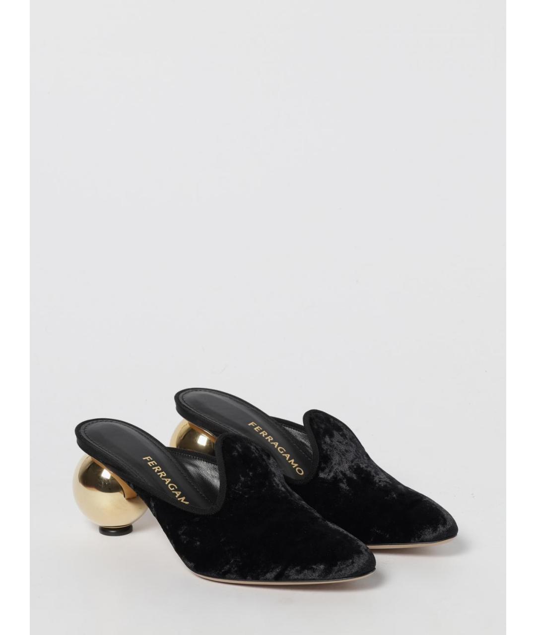 FERRAGAMO Черные лодочки на низком каблуке, фото 2