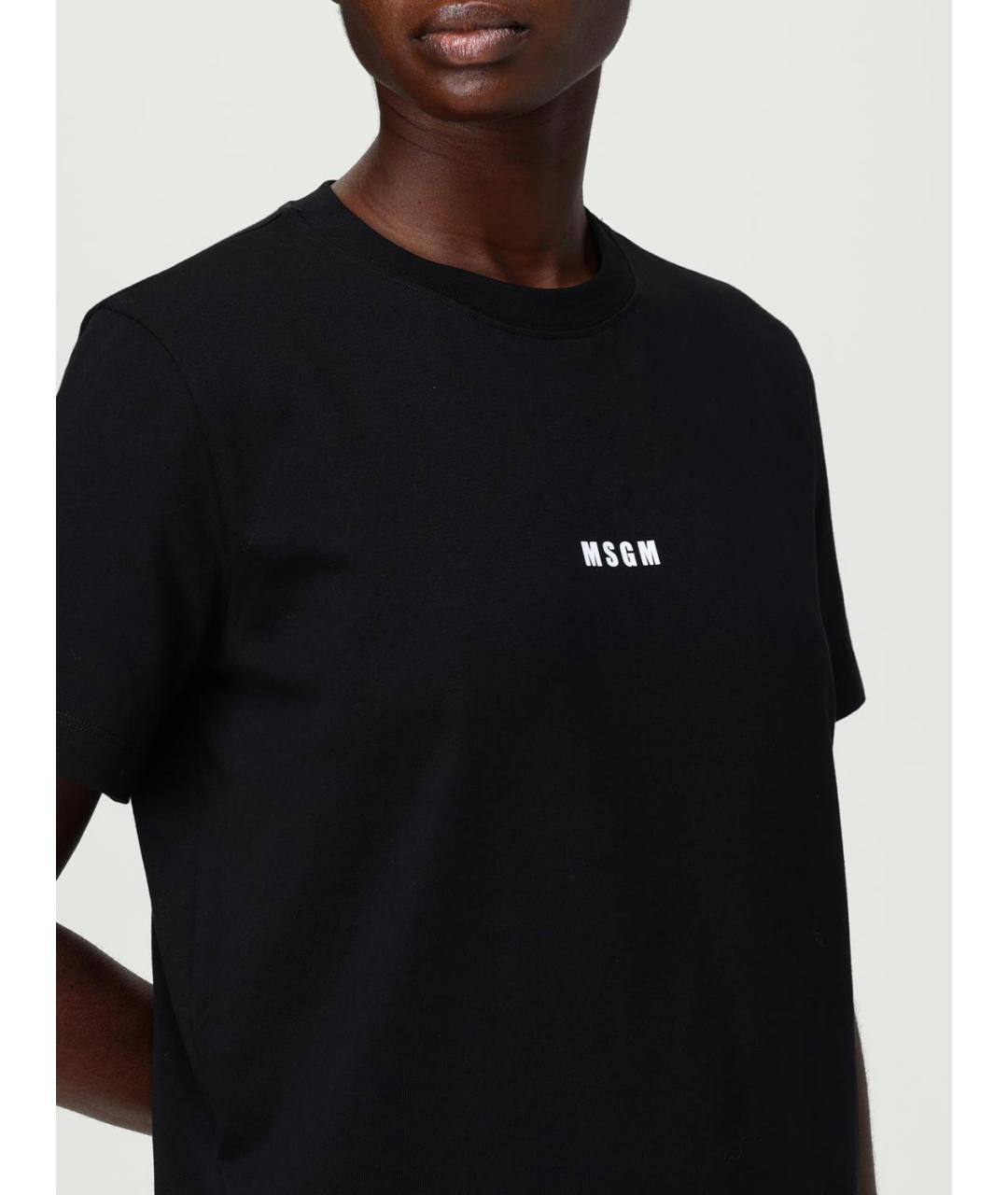 MSGM Черная хлопковая футболка, фото 4