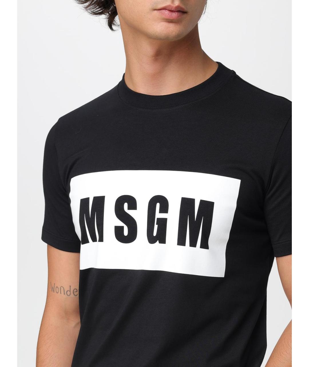 MSGM Черная хлопковая футболка, фото 3