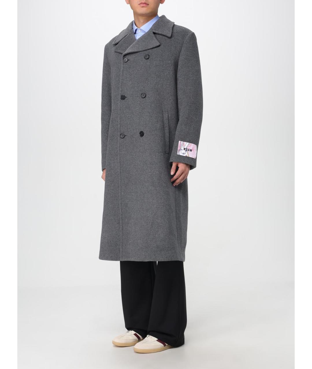 MSGM Серое шерстяное пальто, фото 5
