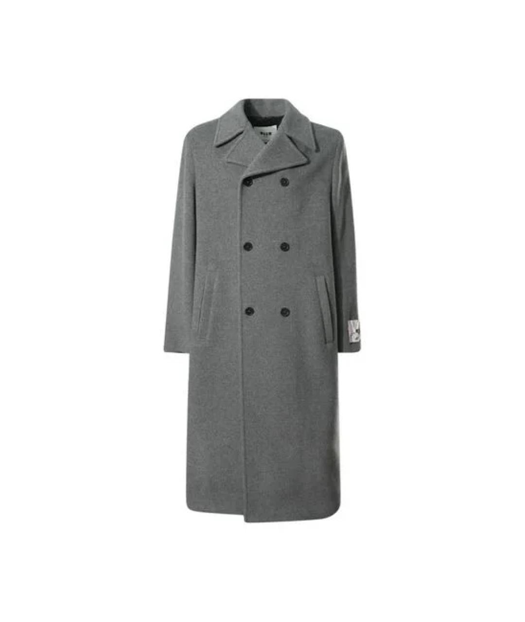MSGM Серое шерстяное пальто, фото 1