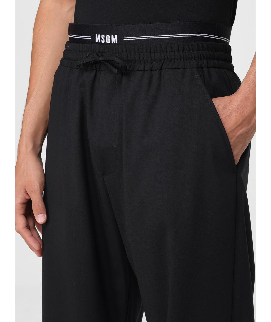 MSGM Черные шерстяные повседневные брюки, фото 4