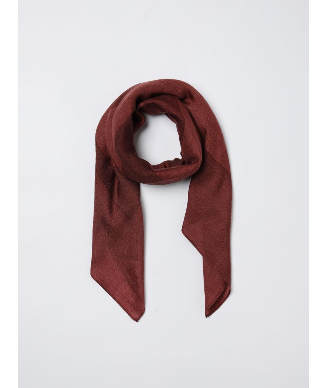 RALPH LAUREN Бордовый шерстяной шарф, фото 2