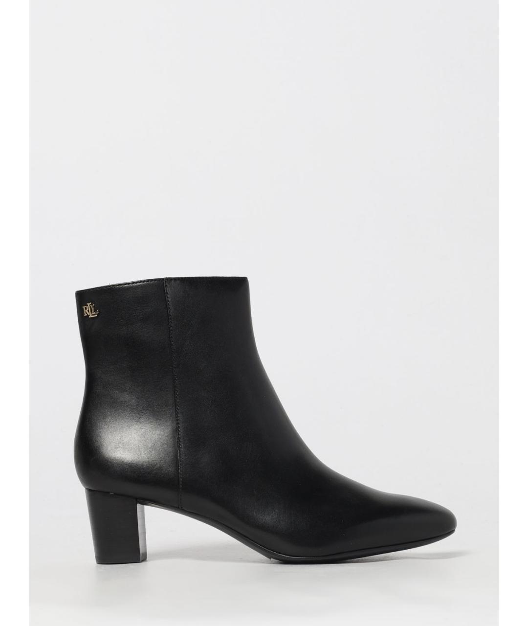 RALPH LAUREN Черные кожаные ботильоны, фото 4