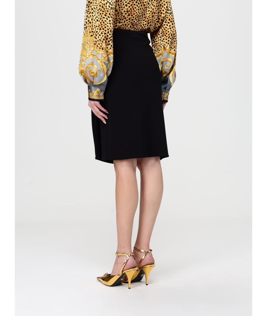VERSACE Черная вискозная юбка миди, фото 3