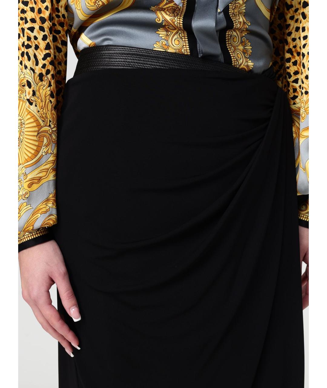 VERSACE Черная вискозная юбка миди, фото 5