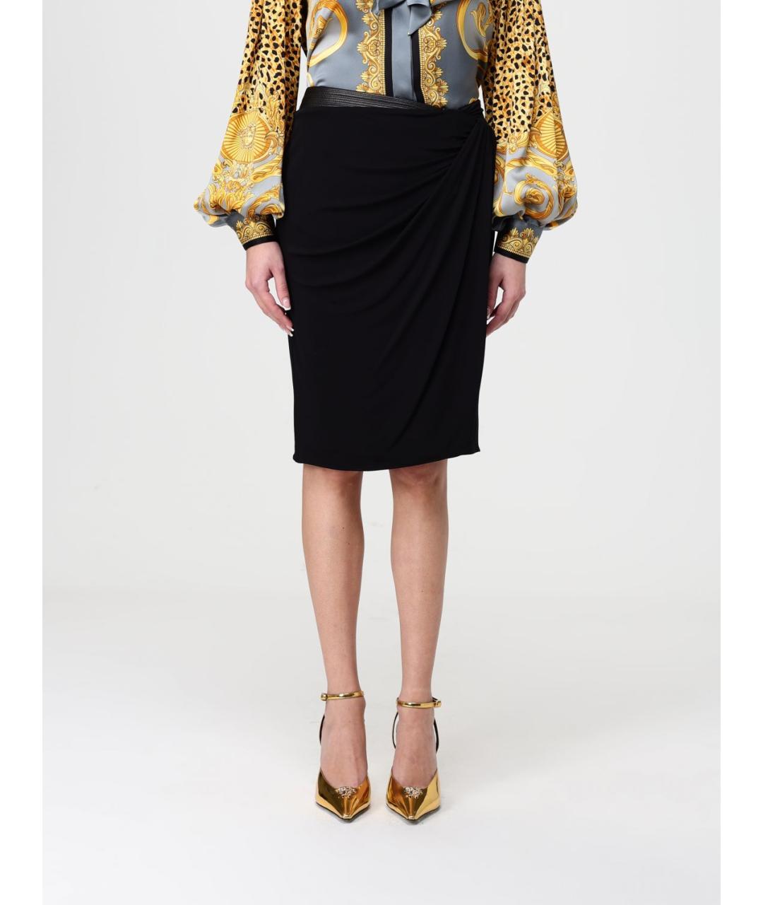 VERSACE Черная вискозная юбка миди, фото 6