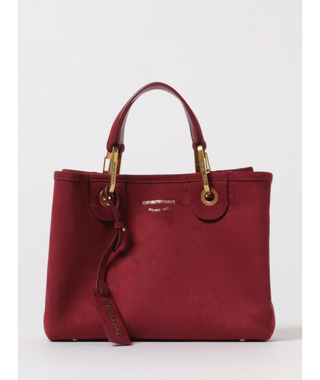 EMPORIO ARMANI Бордовая синтетическая сумка тоут, фото 4