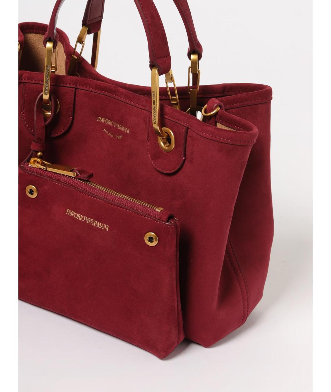 EMPORIO ARMANI Бордовая синтетическая сумка тоут, фото 3