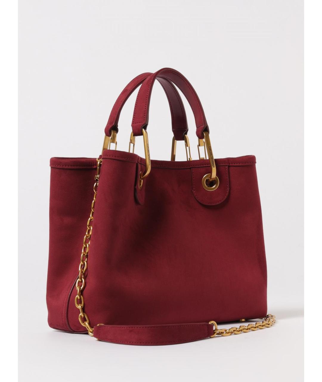 EMPORIO ARMANI Бордовая синтетическая сумка тоут, фото 2