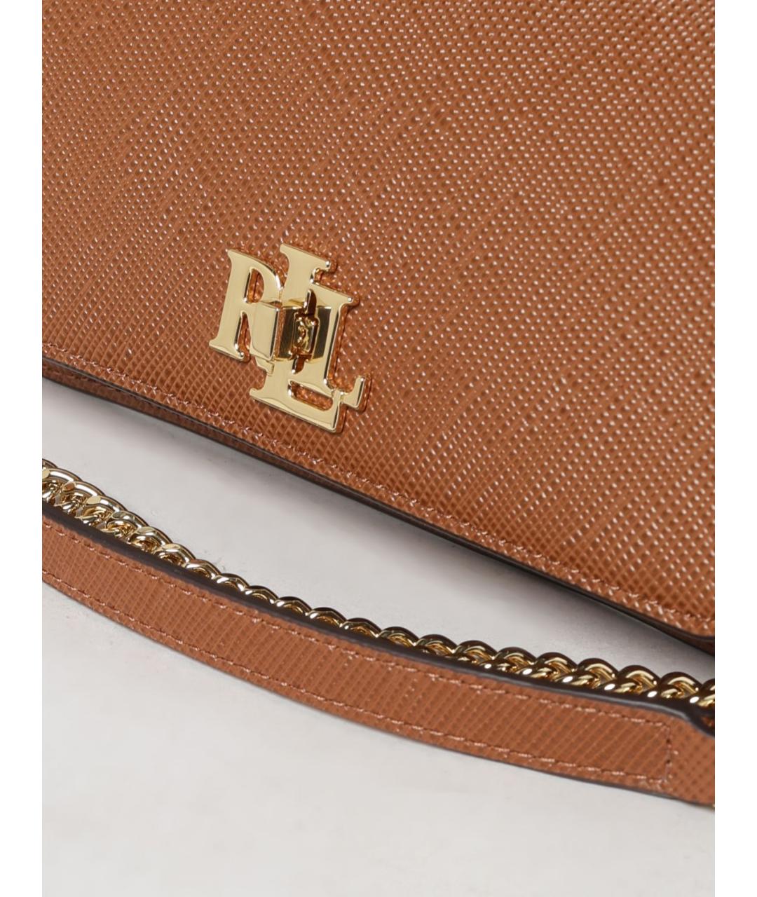 RALPH LAUREN Коричневая кожаная сумка через плечо, фото 3