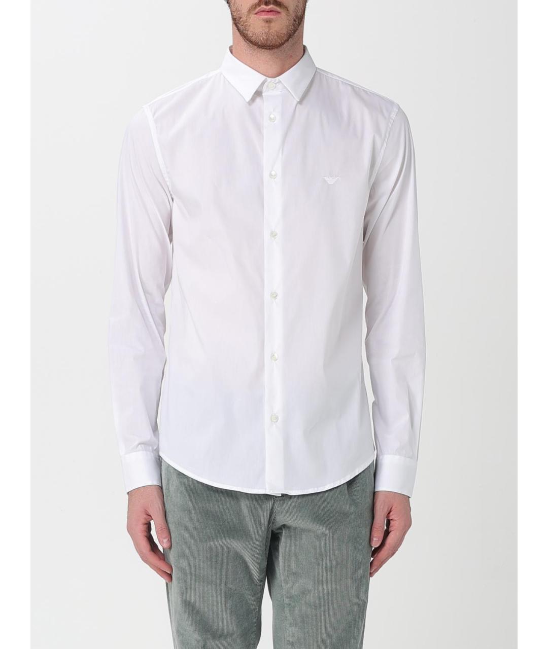 EMPORIO ARMANI Белая хлопковая классическая рубашка, фото 4