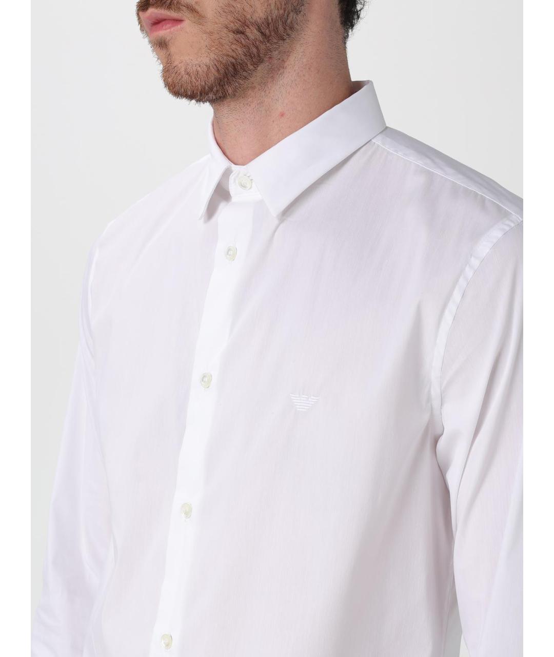 EMPORIO ARMANI Белая хлопковая классическая рубашка, фото 3